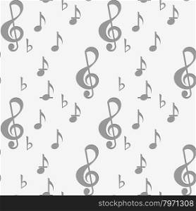 Perforated G clef and music notes.Seamless geometric background. Modern monochrome 3D texture. Pattern with realistic shadow and cut out of paper effect.