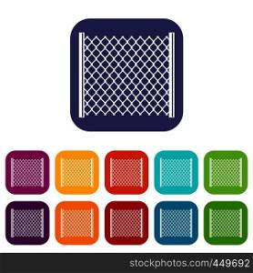 Perforated gate icons set vector illustration in flat style In colors red, blue, green and other. Perforated gate icons set flat