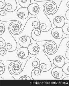Perforated many spirals.Seamless geometric background. Modern monochrome 3D texture. Pattern with realistic shadow and cut out of paper effect.