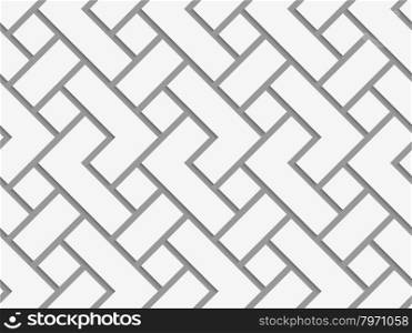 Perforated rectangular irregular grid.Seamless geometric background. Modern monochrome 3D texture. Pattern with realistic shadow and cut out of paper effect.