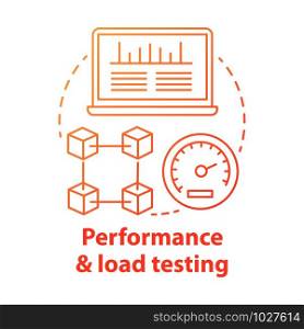 Performance and load testing concept icon. Research system speed, stability. Website speed optimization. Application check idea thin line illustration. Vector isolated outline drawing