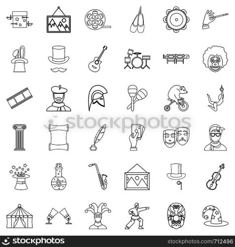 Performance icons set. Outline style of 36 performance vector icons for web isolated on white background. Performance icons set, outline style
