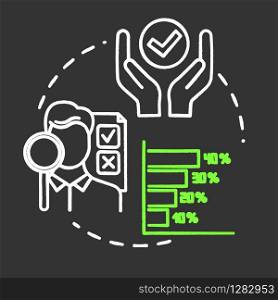 Performance indicator chalk RGB color concept icon. Report and metric. Metrics for evaluation. Corporate management idea. Vector isolated chalkboard illustration on black background
