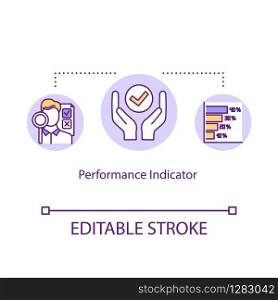 Performance indicator concept icon. KPI, efficiency and productivity metric and measurement idea thin line illustration. Progress evaluation. Vector isolated outline RGB color drawing. Editable stroke