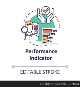Performance indicator concept icon. Process optimization. Metrics for evaluation. Corporate management idea thin line illustration. Vector isolated outline RGB color drawing. Editable stroke