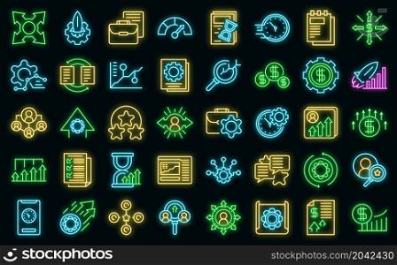 Performance management icon. Outline performance management vector icon neon color on black. Performance management icons set vector neon