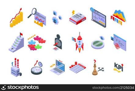 Performance management icons set isometric vector. Hypothesis stydy. Finance people. Performance management icons set isometric vector. Hypothesis stydy
