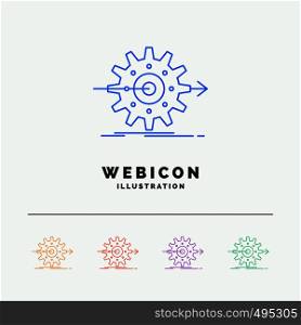 performance, progress, work, setting, gear 5 Color Line Web Icon Template isolated on white. Vector illustration. Vector EPS10 Abstract Template background