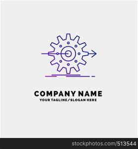 performance, progress, work, setting, gear Purple Business Logo Template. Place for Tagline. Vector EPS10 Abstract Template background