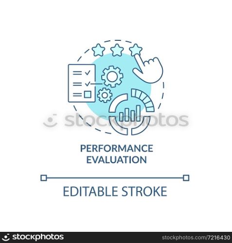 Performance review concept icon. Measure employee working outcome. Staff productivity appraisal abstract idea thin line illustration. Vector isolated outline color drawing. Editable stroke. Performance review concept icon