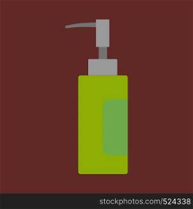 Perfume bottle care cosmetics liquid container vector icon flat. Closeup retro aromatic women green glass sign