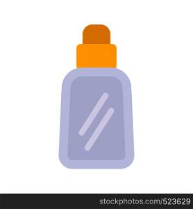 Perfume bottle care cosmetics liquid container vector icon flat. Closeup retro aromatic women glass sign