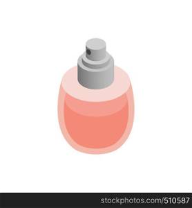Perfume bottle icon in isometric 3d style isolated on white background. Or spray bottle for liquid cosmetic products. Perfume bottle icon, isometric 3d style