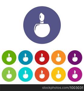 Perfume bottle product icons color set vector for any web design on white background. Perfume bottle product icons set vector color