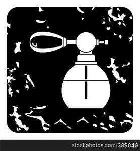 Perfume bottle with vaporizer icon. Grunge illustration of perfume vector icon for web design. Perfume bottle with vaporizer icon, grunge style