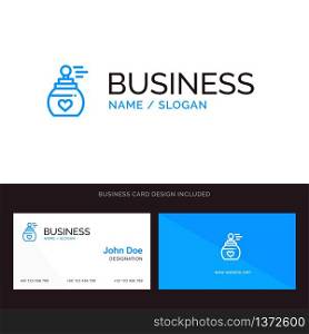 Perfume, Fragmented, Fragrant, Aroma, Blue Business logo and Business Card Template. Front and Back Design