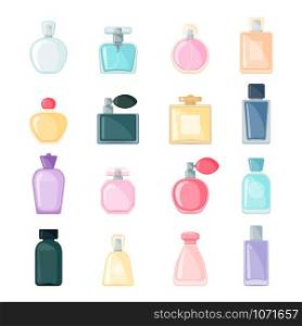 Perfume icon set in flat style isolated on white background. Vector illustration.. Vector Perfume icon set in flat style isolated on white background.