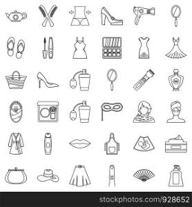 Perfume icons set. Outline style of 36 perfume vector icons for web isolated on white background. Perfume icons set, outline style