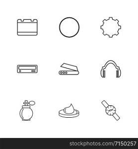 perfume , watch , headset , internet , technology , hardware , setting , icon, vector, design, flat, collection, style, creative, icons ,