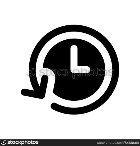 Period of time black glyph ui icon. Project duration. Alarm clock. Deadline. User interface design. Silhouette symbol on white space. Solid pictogram for web, mobile. Isolated vector illustration. Period of time black glyph ui icon
