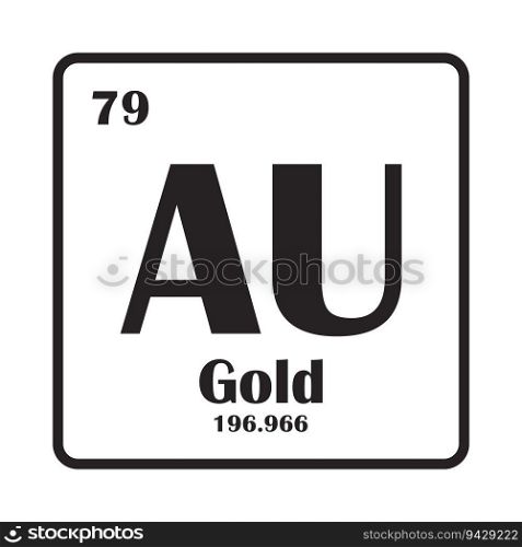 Periodic table, elements, chemical symbols, aurum molecule vector icon