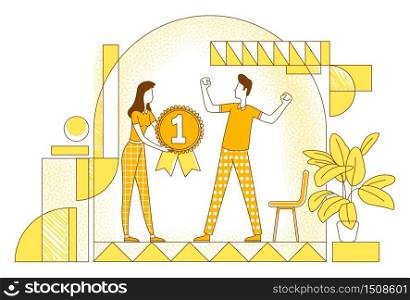 Perks and bonuses system thin line vector illustration. Executive manager and employee outline characters on white background. Workers achievements reward, effort recognition simple style drawing