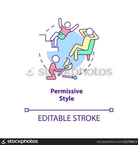 Permissive style concept icon. Parenthood and child welfare abstract idea thin line illustration. Parenting style. Isolated outline drawing. Editable stroke. Arial, Myriad Pro-Bold fonts used. Permissive style concept icon