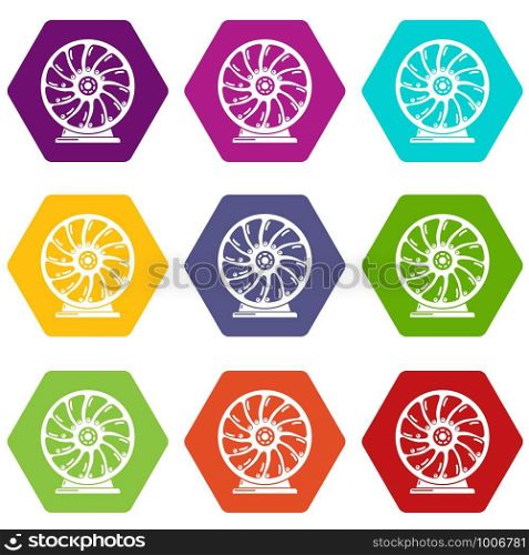 Perpetuum mobile icons 9 set coloful isolated on white for web. Perpetuum mobile icons set 9 vector