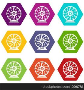 Perpetuum mobile icons 9 set coloful isolated on white for web. Perpetuum mobile icons set 9 vector