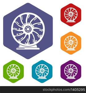 Perpetuum mobile icons vector colorful hexahedron set collection isolated on white. Perpetuum mobile icons vector hexahedron