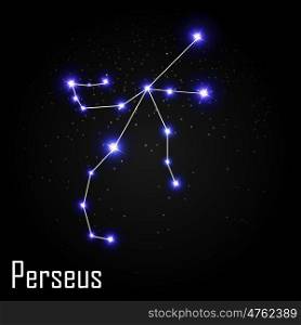 Perseus Constellation with Beautiful Bright Stars on the Background of Cosmic Sky Vector Illustration EPS10. Perseus Constellation with Beautiful Bright Stars on the Backgro
