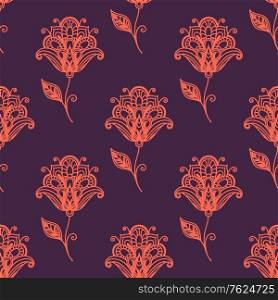 Persian paisley seamless pattern in purple and pink colors for background and textile design