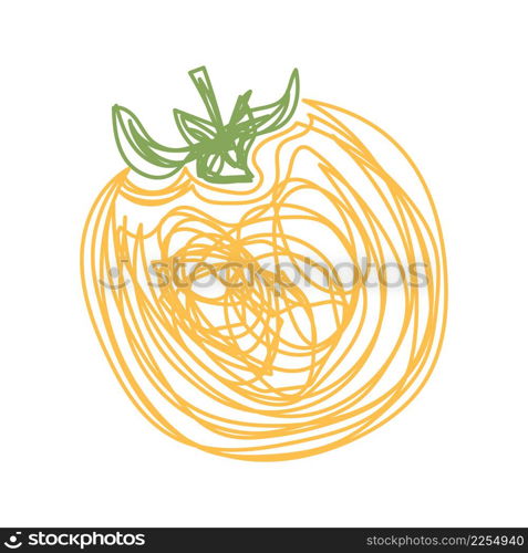 Persimmon fruit. Hand drawn vector illustration. Pen or marker doodle sketch.