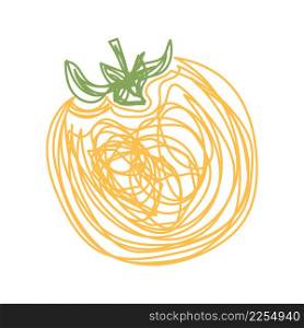 Persimmon fruit. Hand drawn vector illustration. Pen or marker doodle sketch.