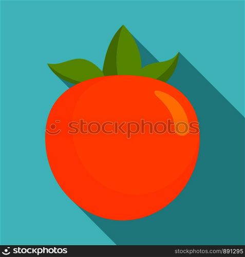 Persimmon fruit icon. Flat illustration of persimmon fruit vector icon for web design. Persimmon fruit icon, flat style