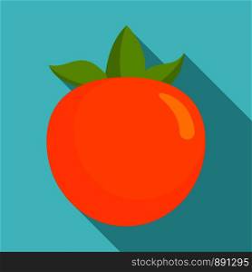 Persimmon fruit icon. Flat illustration of persimmon fruit vector icon for web design. Persimmon fruit icon, flat style
