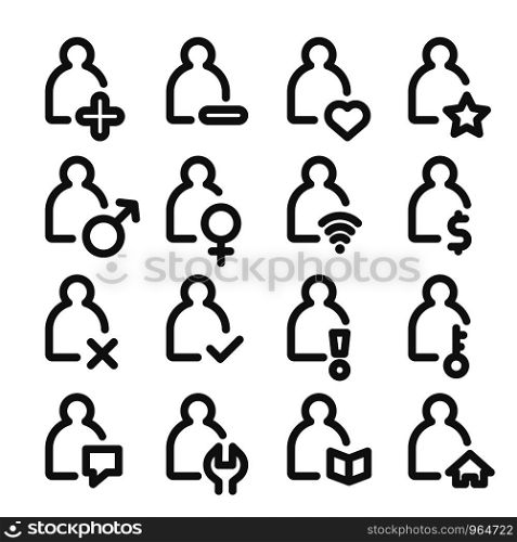 person and user outline icon set, vector and illustration