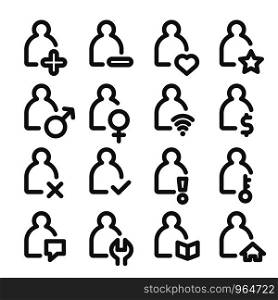person and user outline icon set, vector and illustration