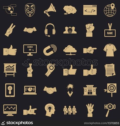 Person gesture icons set. Simple style of 36 person gesture vector icons for web for any design. Person gesture icons set, simple style