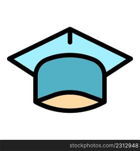 Person graduation hat icon. Outline person graduation hat vector icon color flat isolated. Person graduation hat icon color outline vector