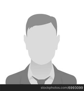 Person gray photo placeholder man in a costume on white background