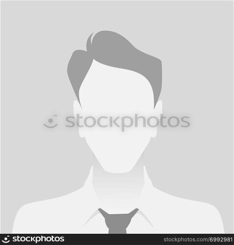 Person gray photo placeholder man in a shirt on gray background