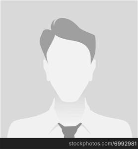 Person gray photo placeholder man in a shirt on gray background