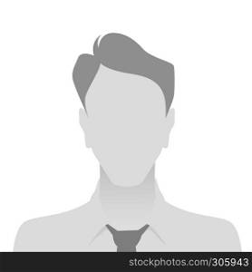 Person gray photo placeholder man in a shirt on white background