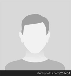 Person gray photo placeholder man in T-shirt on gray background