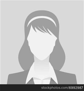 Person gray photo placeholder woman in costume on gray background
