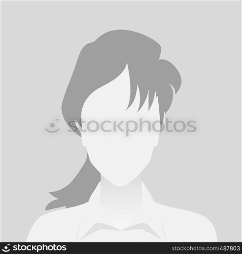 Person gray photo placeholder woman in shirt on gray background