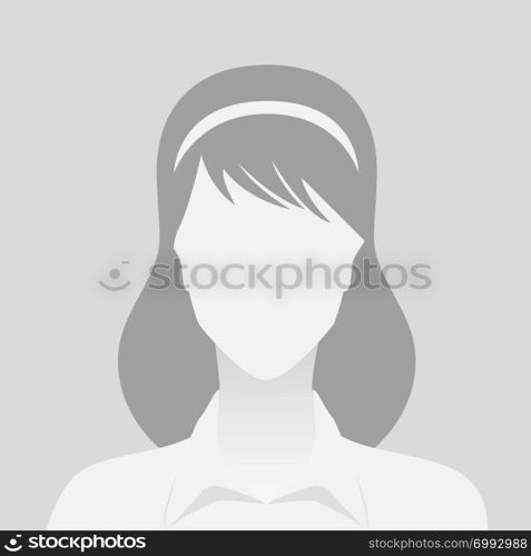 Person gray photo placeholder woman in shirt on gray background