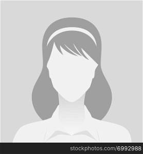Person gray photo placeholder woman in shirt on gray background