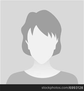 Person gray photo placeholder woman in T-shirt on gray background